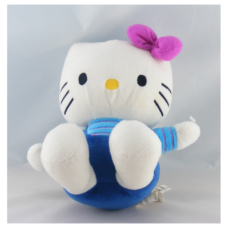 Doudou chat HELLO KITTY bleu noeud rose SANRIO LICENSE 