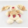 Doudou hochet anneau lapin beige bordeaux NICOTOY