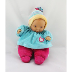 Doudou bébé poupée Baby Pouce bleu rose rayé COROLLE 2009