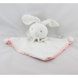 Doudou plat lapin blanc satin rose ANNA CLUB PLUSH