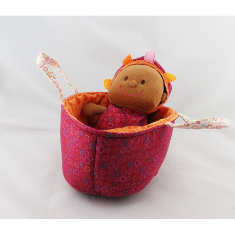 Doudou Poupée teint chocolat robe verte LILLIPUTIENS