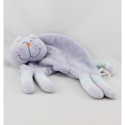 Doudou plat chat mauve bleu CATIMINI