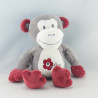 Doudou singe rouge Arthur et Lola BEBISOL 