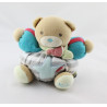 Doudou ours bleu vert rayé gris étoile KALOO
