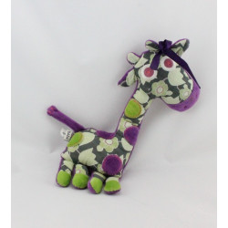 Doudou girafe violet verte fleurs DPAM