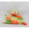 Doudou plat ours orange vert jaune PLAYKIDS