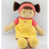 Doudou poupée fille rouge jaune fleur NOUNOURS