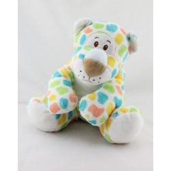 Doudou chat tigre léopard blanc bleu jaune vert rouge  ANNA CLUB PLUSH