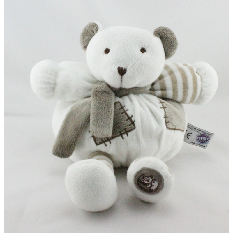 Doudou boule ours blanc beige grelot Dodo d'amour MGM