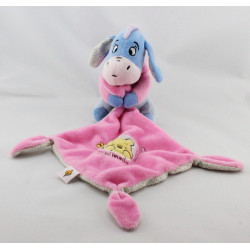 Doudou plat mouchoir Bourriquet lapin bleu rose pois DISNEY 