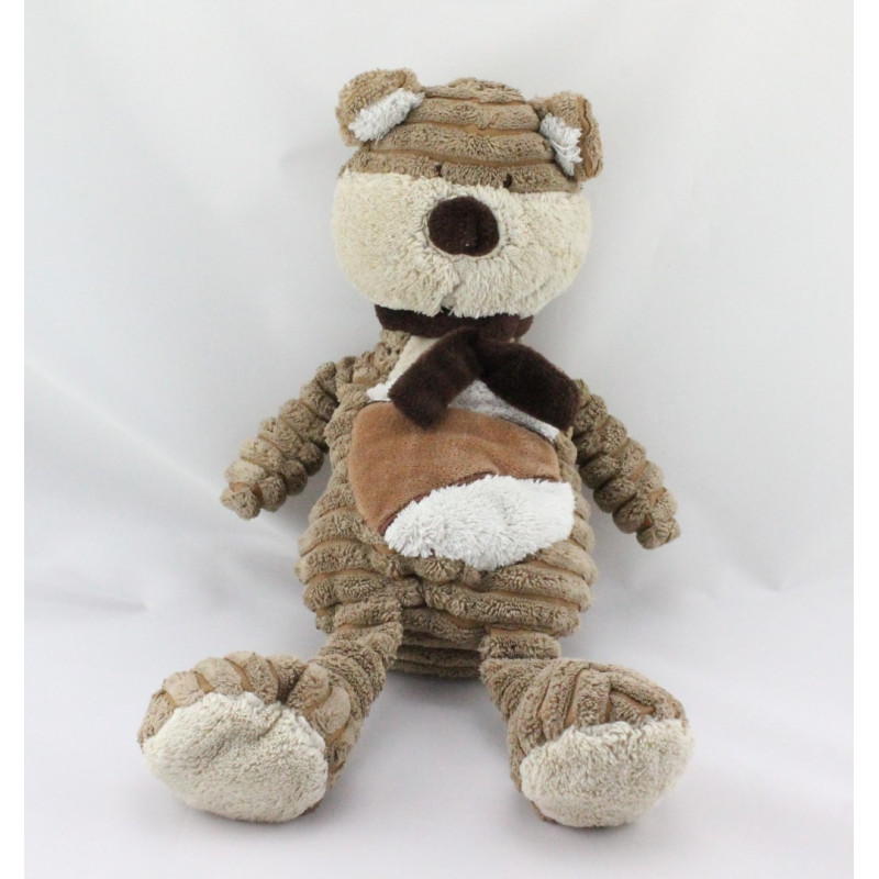 Doudou ours beige marron blanc écharpe BENGY