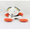 Doudou plat souris blanche grise orange SUCRE D'ORGE