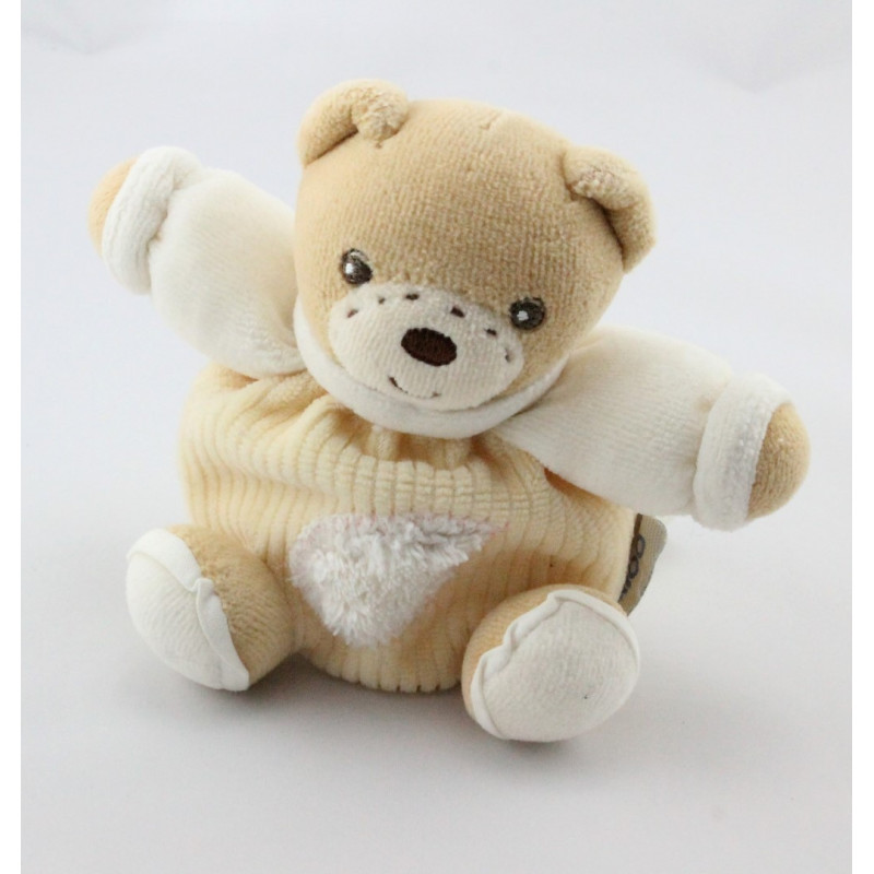 Mini Doudou ours boule écru feuille Collection Pure KALOO