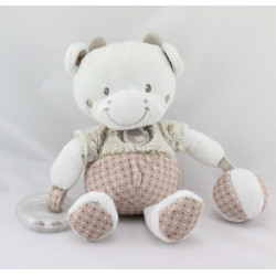 Doudou vache beige écru gris pois balle hochet MOTS D'ENFANTS