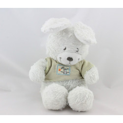 Doudou lapin blanc pull rayé vert TEX BABY