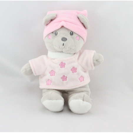 Doudou ours rose gris NICOTOY