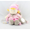 Doudou poupée lutin fille rose beige étoiles coeur hochet NICOTOY