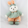 Doudou lapin blanc vert vichy orange TARTINE ET CHOCOLAT