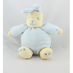 Doudou lapin boule bleu jaune SUCRE D'ORGE