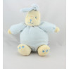 Doudou lapin boule bleu jaune SUCRE D'ORGE