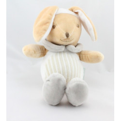 Doudou lapin blanc gris MES PETITS CAILLOUX CMP