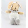 Doudou lapin blanc gris MES PETITS CAILLOUX CMP