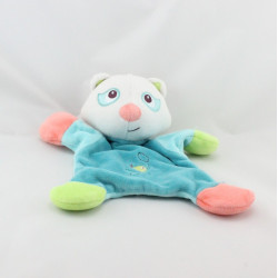 Doudou plat chat bleu vert rose SUCRE D'ORGE