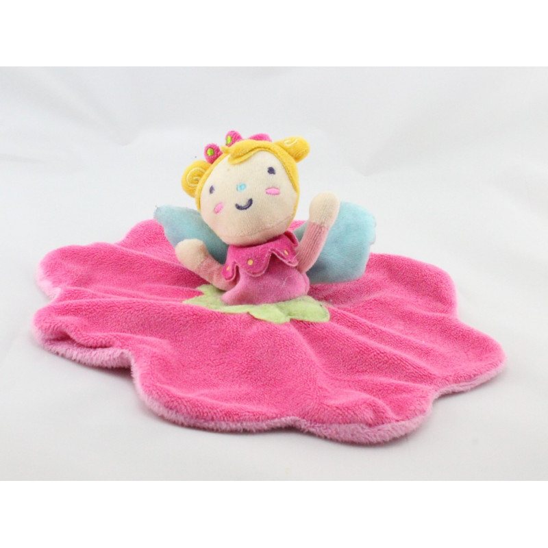 Doudou plat fée papillon rose bleu vert KATHERINE ROUMANOFF