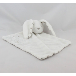 Doudou plat lapin blanc gris rayé étoile lune SERGENT MAJOR