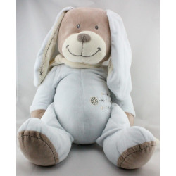 Grand Doudou lapin bleu beige étoile miroir hochet NICOTOY
