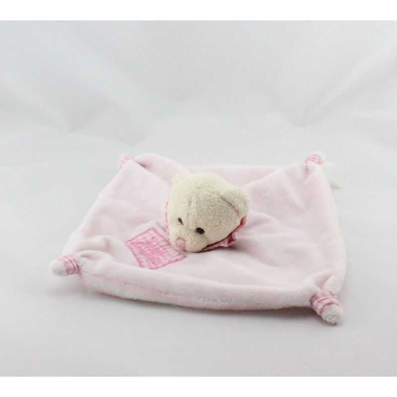Doudou plat ours rose rayé CP INTERNATIONAL