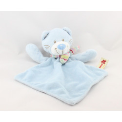 Doudou plat chat bleu écharpe NICOTOY