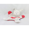 Doudou plat lapin beige rouge guitare SUCRE D'ORGE