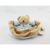 Doudou plat ours beige rayé bleu POMMETTE