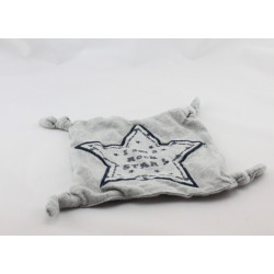 Doudou plat carré gris étoile I am a rock star