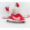 Doudou plat souris grise rouge poche à sucette TCF
