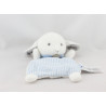 Doudou plat mouton blanc bleu rayé JACADI