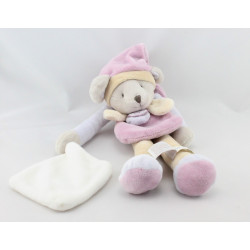 Doudou et compagnie pantin souris grise rose bleu beige mouchoir
