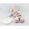 Doudou et compagnie pantin souris grise rose bleu beige mouchoir