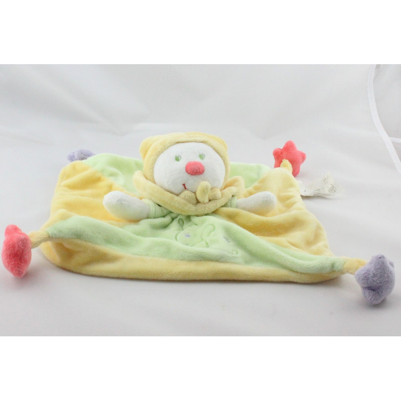 Doudou plat lutin clown vert jaune étoile KIABI