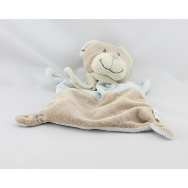 Doudou plat ours beige bleu NICOTOY