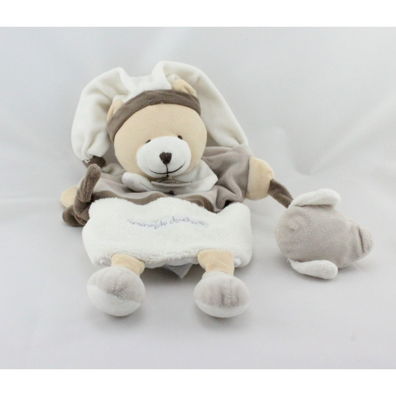 Doudou et compagnie marionnette ours blanc beige marron Graines de doudou