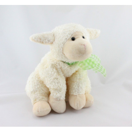 Doudou mouton blanc noeud vert FAO BABY
