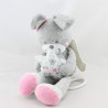 Doudou  lapin gris rose ange étoiles NICOTOY