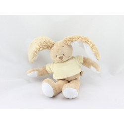 Doudou lapin beige pull jaune Gaspard NOUKIE'S