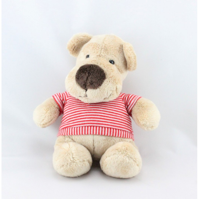 Doudou ours Beige pull rayé rouge NICOTOY