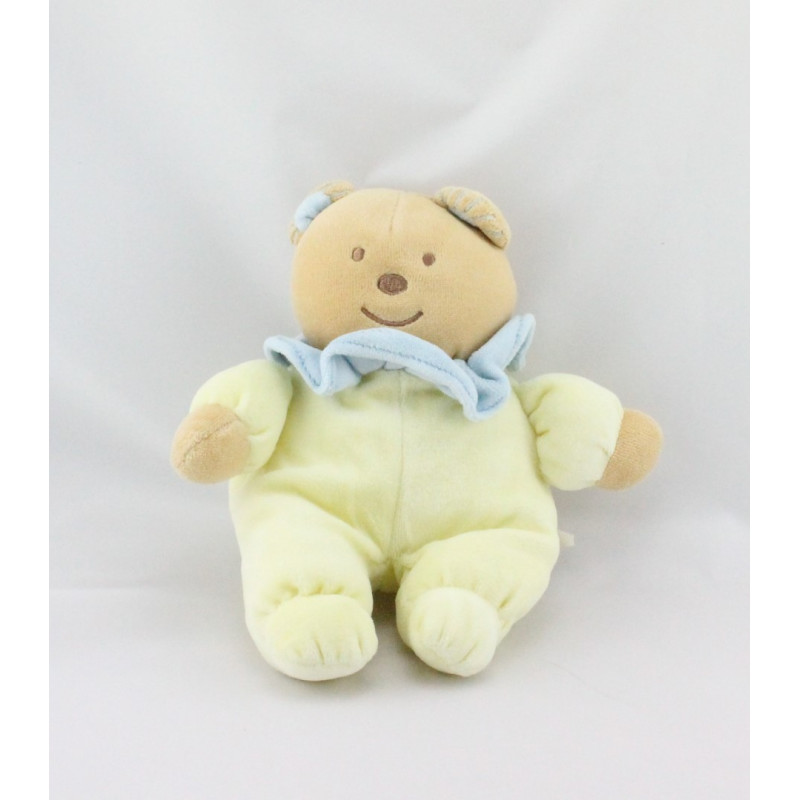 Doudou ours jaune col bleu TEX
