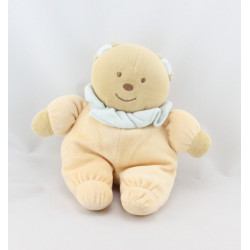 Doudou ours orange saumon col bleu TEX