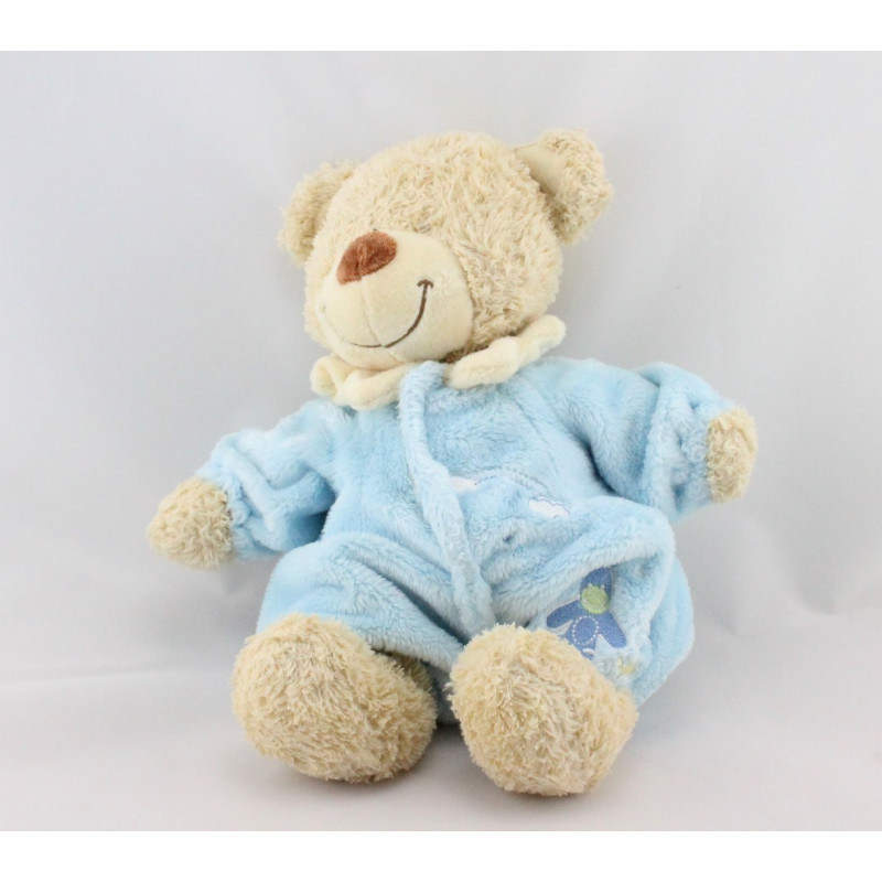 Doudou ours habit combinaison bleu nuage TEX 
