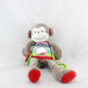 Doudou singe gris bleu vert jaune rouge hochet NICOTOY
